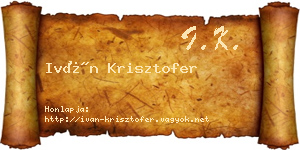 Iván Krisztofer névjegykártya